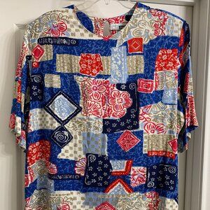 C.M. Shapes Women's Multi-Color 100% Rayon Blouse, Size 3X